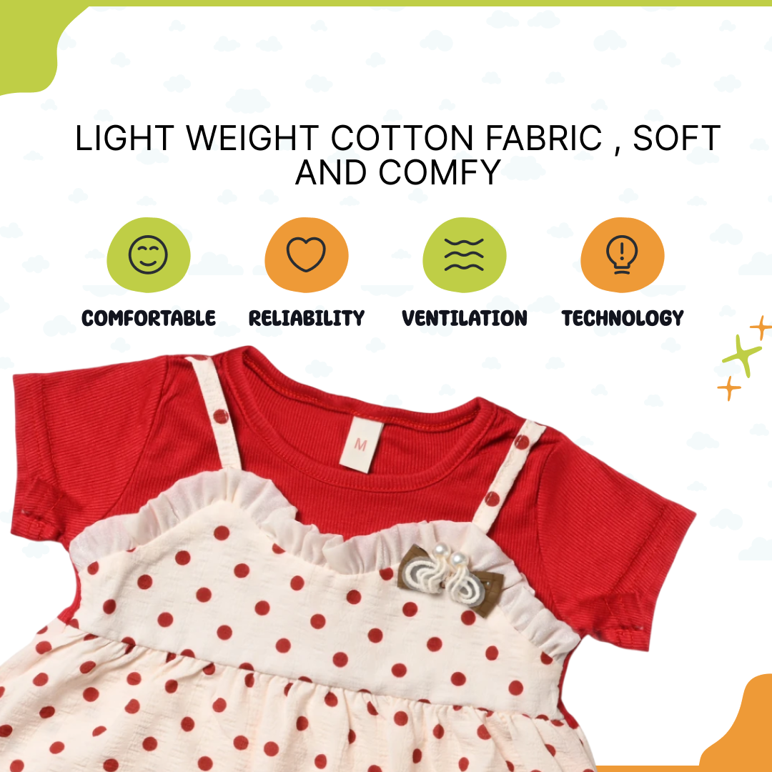 This girls kids clothing item is a trendy red and white dress