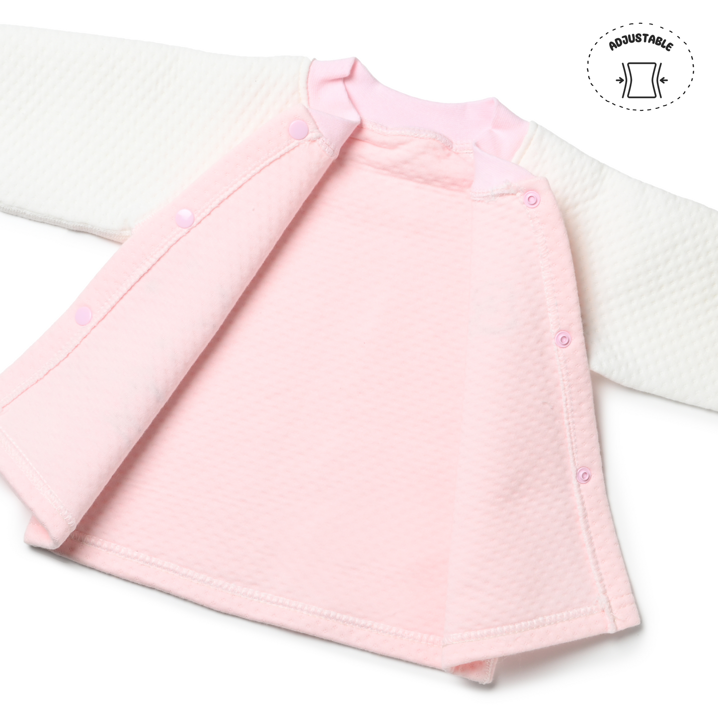 This kids sleepwear set includes a grey top and pants with a teddy design