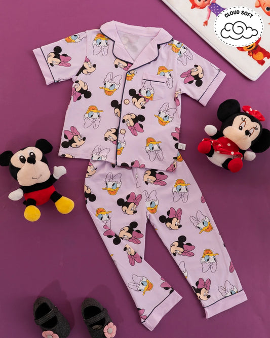 Kids sleepwear set with playful designs. Nightwear Collection, Kids Nightdresses