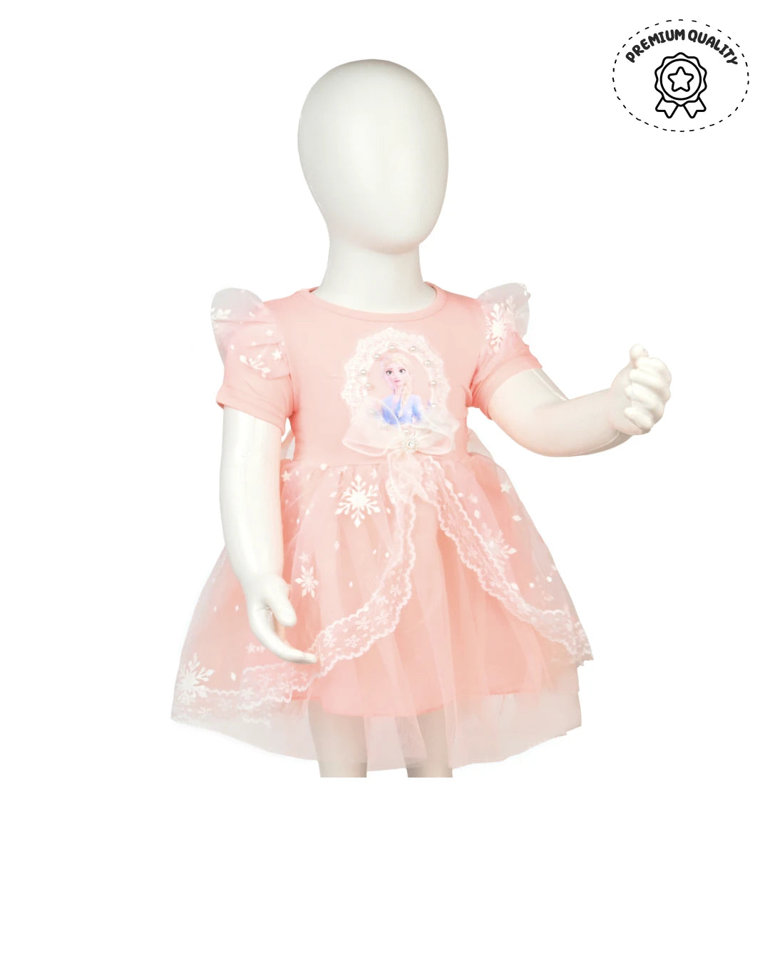 Girls kids clothing pink dress with tulle skirt and snowflake design. Girls fashion, trending clothes for girls