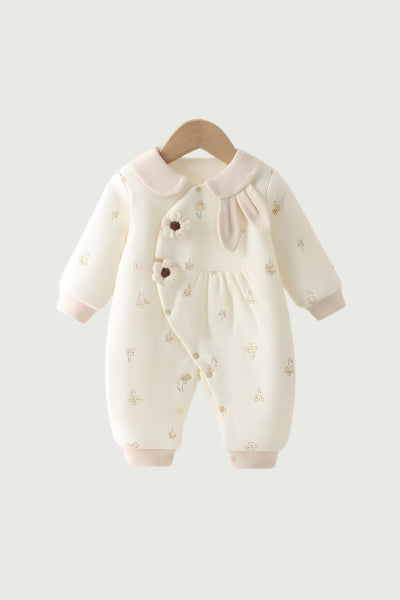 Soft Petal Floral Side-Snap Sleepsuit Romper