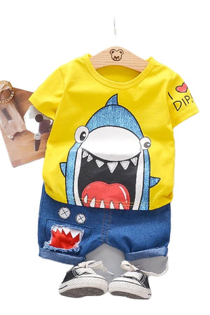 Shark Attack Denim Baby Outfit Set