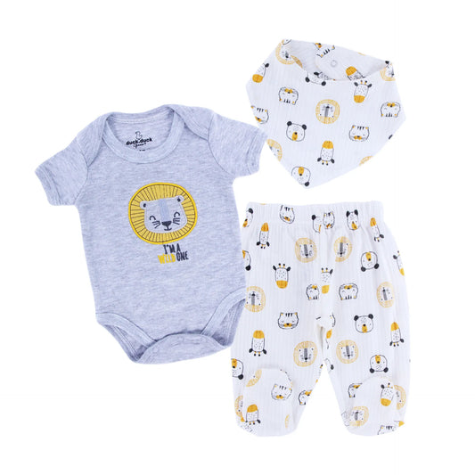 romper & pajama set with bip-blue