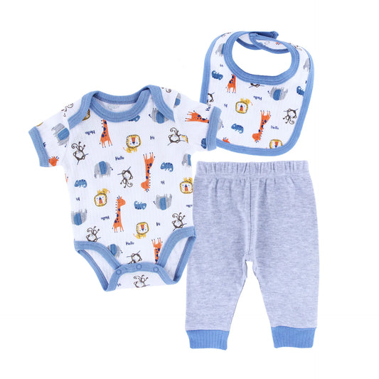 romper & pajama set with bip-bluewhite