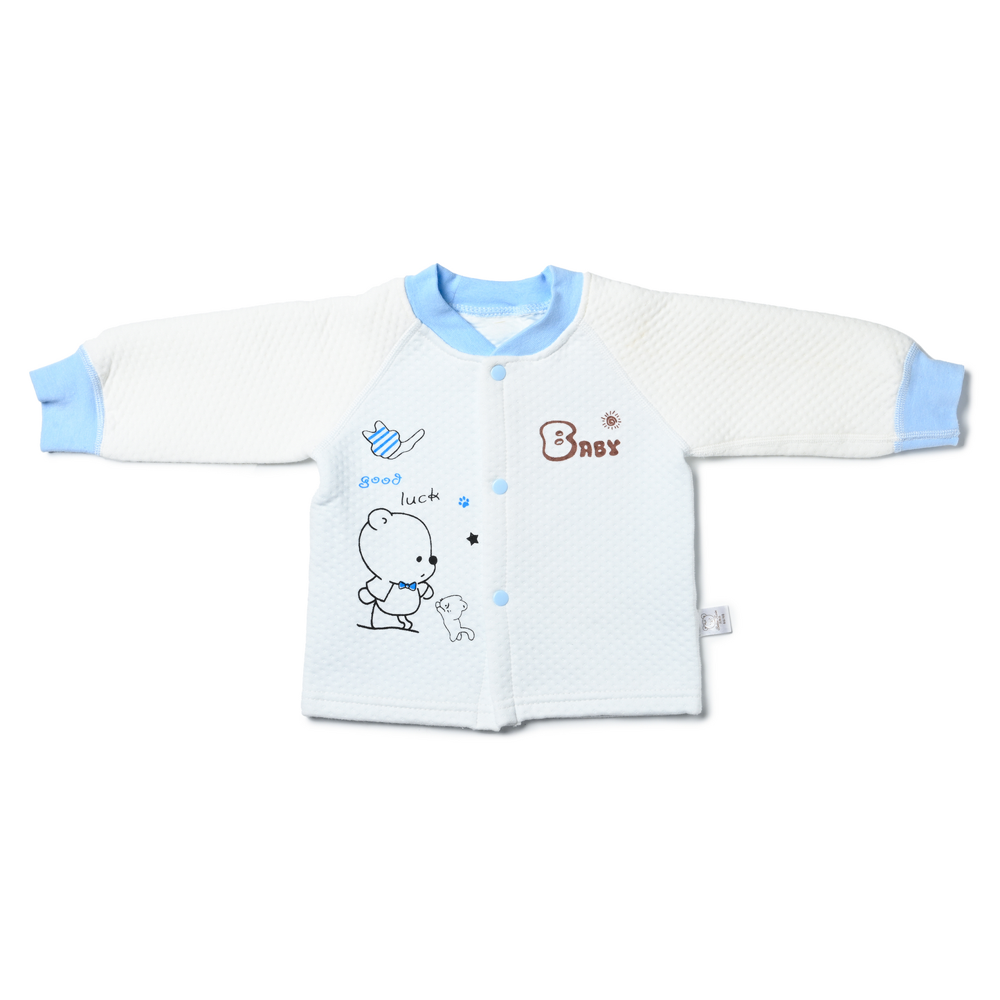 This kids' nightwear set includes a grey top and pants with a teddy print.