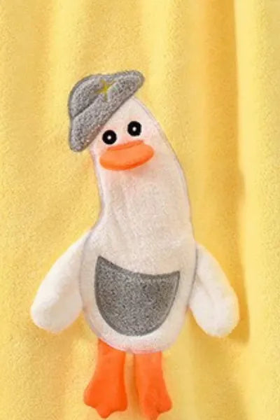 Baby towel with a hood and a cartoon duck