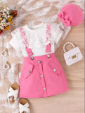 top and dungaree skirt set