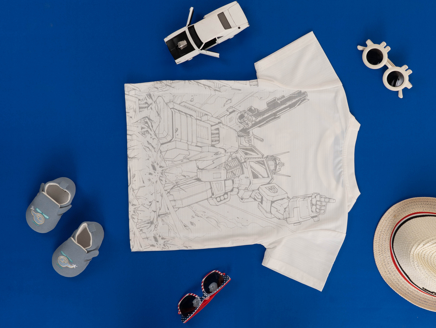 Comfortable kids clothes boys: a white t-shirt with a fun design