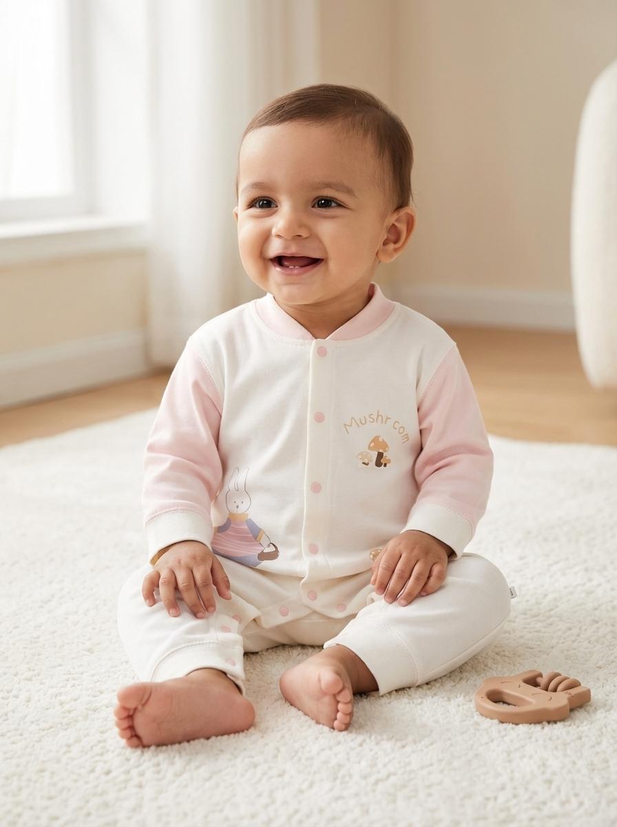 Pastel Bunny Dreams Full Sleeve Sleepsuit Romper