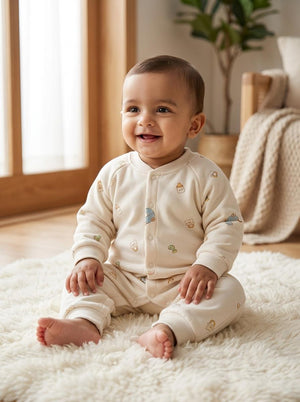 Minimal Doodle Cloud Cream Baby Sleepsuit Romper