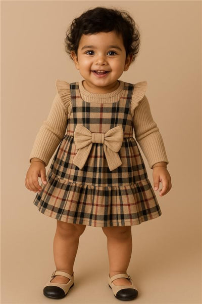 Chic Checkered Bows Dress