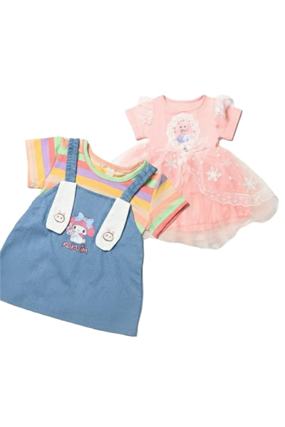 Pink Sparkle & rainbow denim Combo