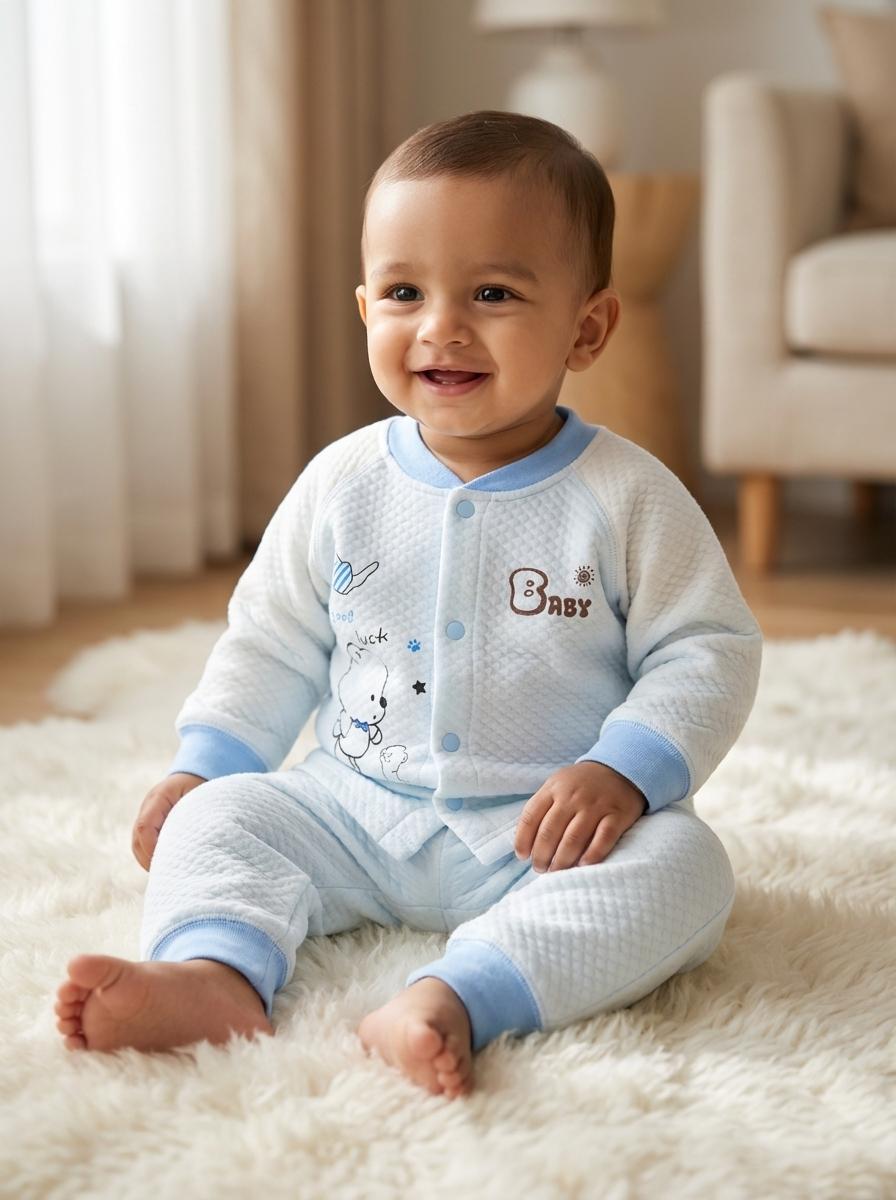 Lucky Bear Blue sleepsuit