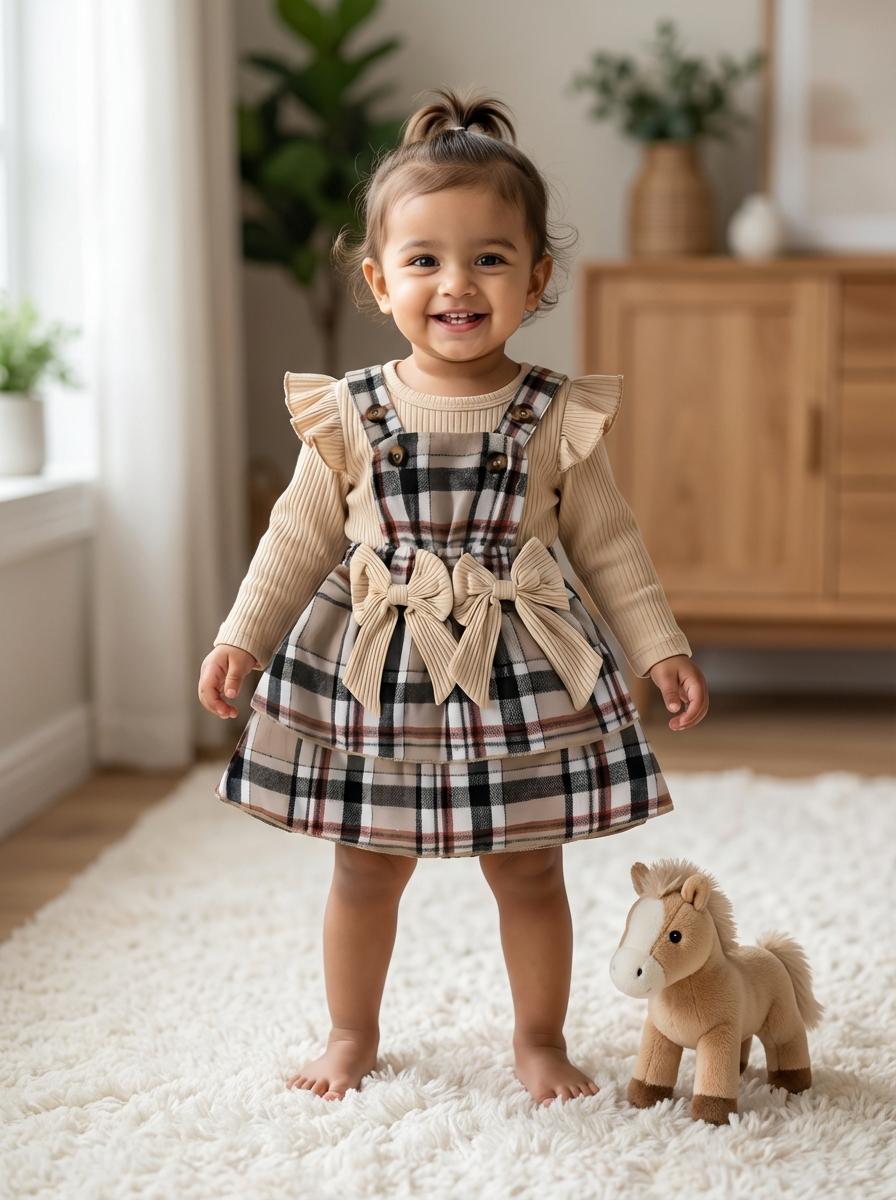 Chic Checkered Bows Dress