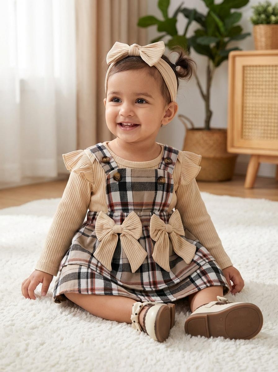 Chic Checkered Bows Dress