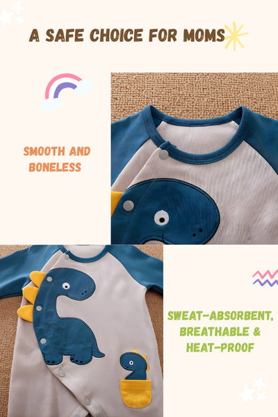 Blue Spike Dinosaur Baby Romper