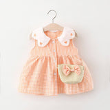 checkered frock-pink