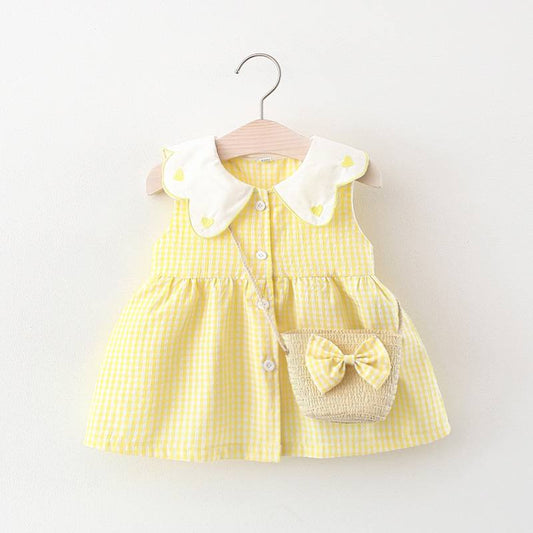 checkered frock-yellow